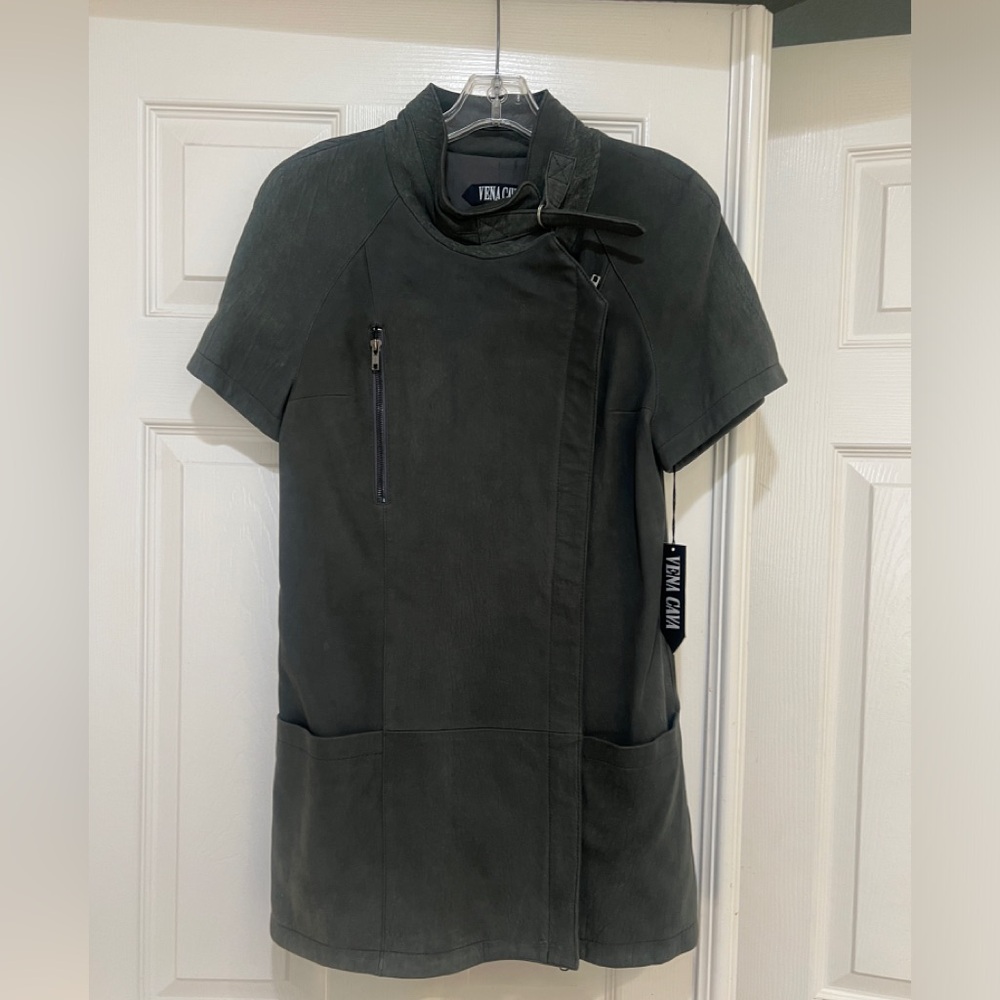 Vena Cave‎ Green Leather Mini Motor dress size XS